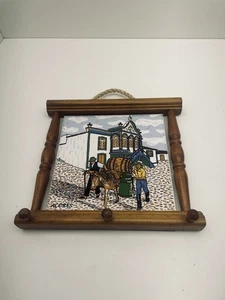 Vintage Acores Portugal Tile/wooden Wall Key Holder - Picture 1 of 11