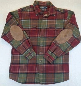 Vtg Polo Ralph Lauren Flannel Whitfeild XL Cotton Plaid Shirt w/ Elbow Patches - Picture 1 of 10