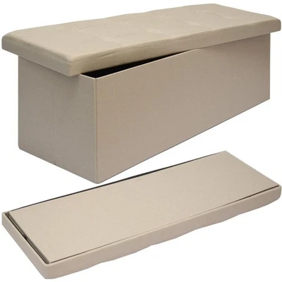 Sitzbank Faltbar 110x38x38cm Sitztruhe inkl. 2 Trennwände 120L Polsterbank Beige - Bild 1 von 4