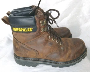 Caterpillar Brown Work Boots Steel Toe #P89586 Size Mens 9 W - Picture 1 of 9