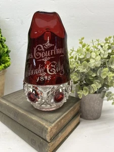 Antique EAPG 1895 ATLANTIC CITY Ruby Glass Souvenir Etched Courntey Pitcher - Picture 1 of 8