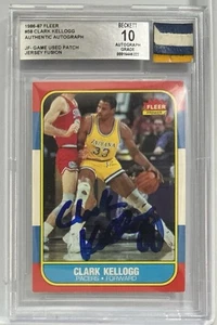 Clark Kellogg #58๐2024 JF 1986-87 Fleer On Card Auto & Game Used Swatch BGS 10 - Picture 1 of 4