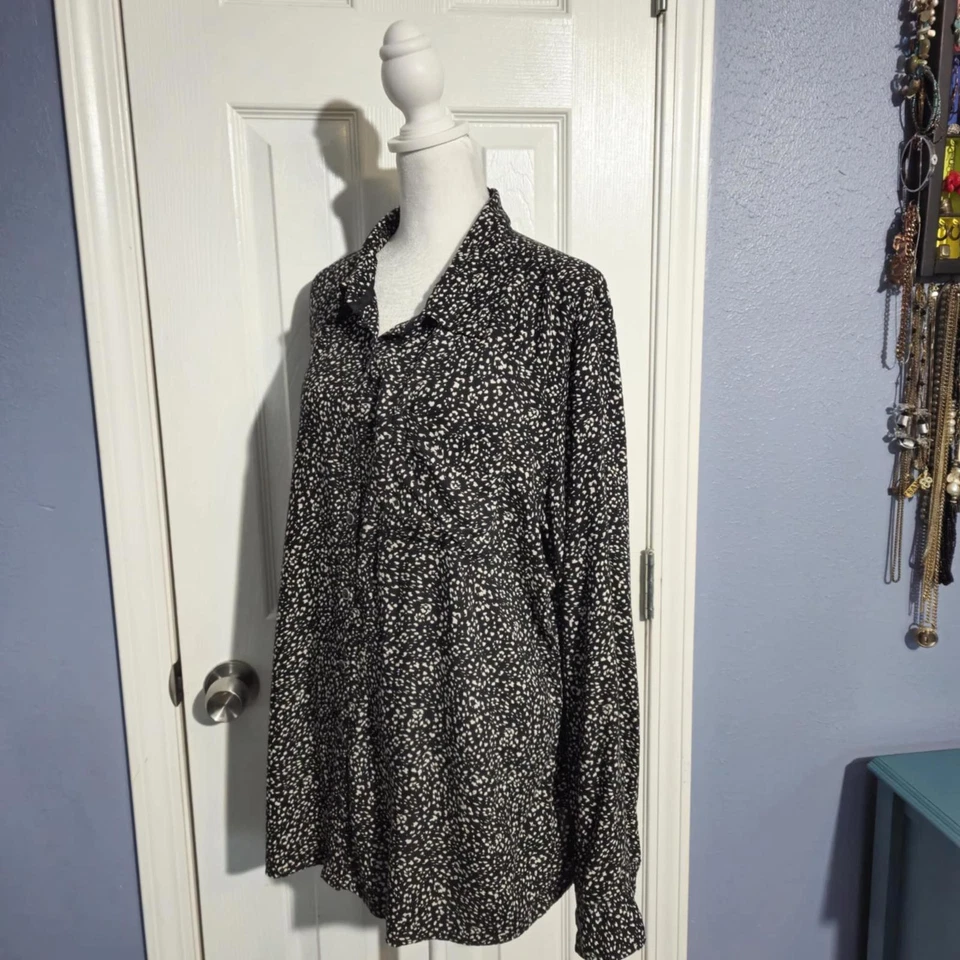 Blusa de manga larga blanca negra blanca negra occidental súper suave 16/18 nueva sin etiquetas Foto 1 de 4