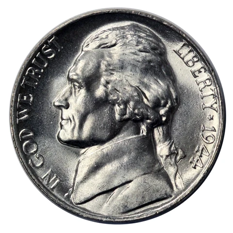 1944 -P Silver War Jefferson Nickel - Choice/Gem BU Coin (1 pc) Cover