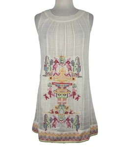 Vestido recto Y2K Da-Nang blanco boho sin mangas de algodón bordado con cuentas talla S - Imagen 1 de 14