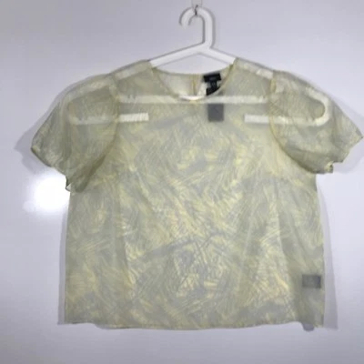 Blusa Pullover Mossimo Juniors XXL Estampado Gris Transparente y Amarillo Mangas Cortas Foto 1 de 4