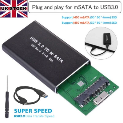  mSATA to USB 3.0 External Disk Enclosure Converter Adapter SSD Case Box UK - Image 1 of 4