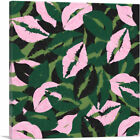 ARTCANVAS Army Green Pink Camouflage Lips Kiss Pattern Canvas Art Print
