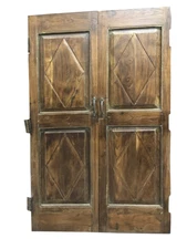Antique Diamond Carved Cabinet Doors 2 Farmhouse DOOR Panels Rustic Brown