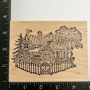 PSX Designs Victorian Cottage House Home K1097 Wood Mounted Rubber Stamp - Picture 1 of 3
