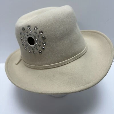 Vintage Adolfo II Wool Felt Large Rhinestone Women's Hat Paris New York Hat - Image 1 of 4