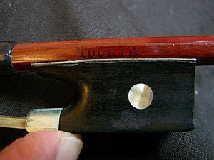 TOURTE ANTIQUE SILVER MOUNT VIOLIN BOW~29"~NEEDS TO BE RE-HAIRED~57.16 GRAMS