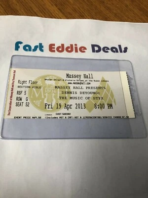 2013 DENNIS DEYOUNG THE MUSIC OF STYX TORONTO TICKET STUB MASSEY HALL EXCELLENT - Image 1 of 2