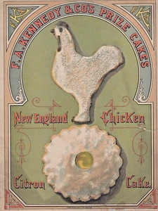 1884 Chicken Counting Contest Ad F.A. Kennedy & Co Prize Cakes New England - Picture 1 of 4