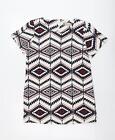 Hearts & Bows Womens Multicoloured Geometric Polyester Basic T-Shirt Size 10 Rou