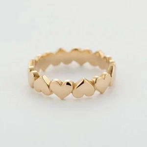 925 Sterling Silver 18K Gold Plated Women's Jewelry Attractive Heart Ring Band - Picture 1 of 2