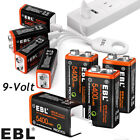EBL 9v Battery USB Rechargeable Lithium 6f22 PP3 Block 9volt Li-ion 5400mWh