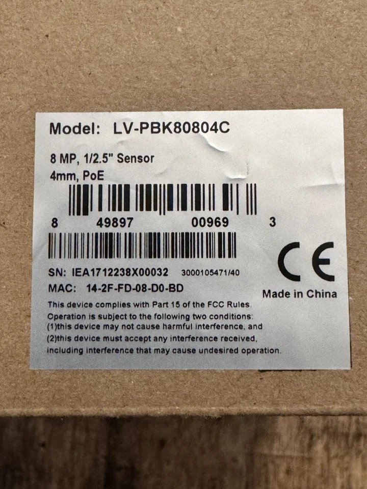 LAVIEW LV-PBK80804C 8MP IP PoE 4K Surveillance Camera**NEW** - Image 1 of 4
