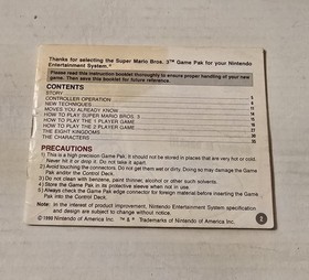 Super Mario Bros 3 For Nintendo NES Instruction Manual Only