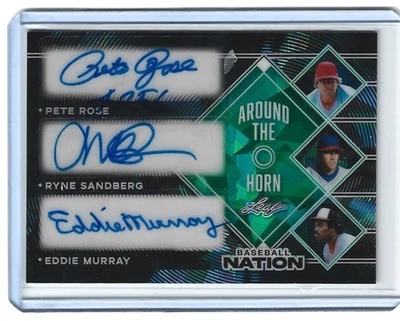 Hoja de béisbol Nación 2025 Rose/Sandberg/Murray automático AH-4 cristal negro 1/1 Foto 1 de 2