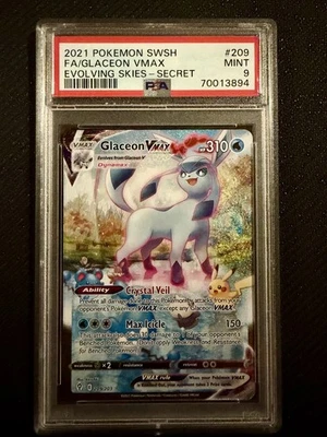 Glaceon VMAX Alt Art 209/203 2021 Pokemon Sword and Shield Evolving Skies PSA 9 - Image 1 of 2