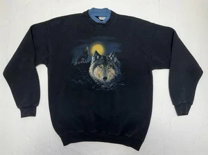 Sudadera De Colección Artesanos Peso Pesado Hombres Estampado Lobo Pullover Años 90 EE. UU. Talla XL - Imagen 1 de 10