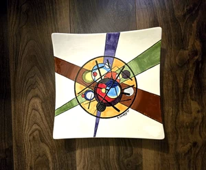Studio Ceramic Geometric Platter Decorative Plate Modernist Signed B. Sulzberg - Picture 1 of 14