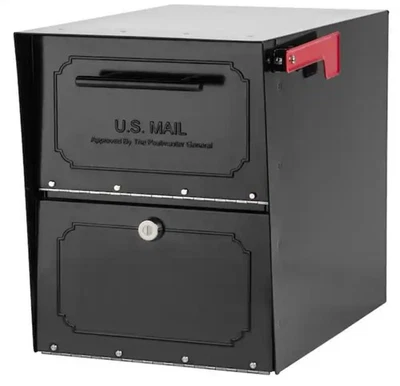Black, Extra Large, Steel, Locking, Post Mount Parcel Mailbox ITEM-483 - Image 1 of 4