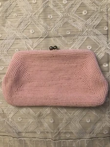 Vtg 1950's Walborg Made in Japan Hand-Beaded Clutch Party Bag Purse Baby Pink - Picture 1 of 7