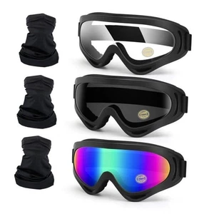 Motorradbrille 3er Pack mit Halsgamasche, ATV Schmutzfarbe + klar + smoke + 3 Masken - Bild 1 von 7
