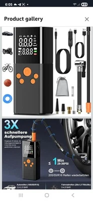 Bomba de Aire Eléctrica -Batería Compresor Batería Pump Electric 150PSI 10000mAh Foto 1 de 3