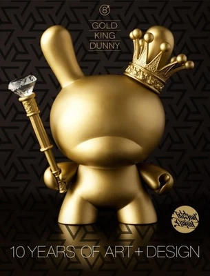 Kidrobot Gold King Dunny Tristan Eaton 2012 10Th Anniversary 8 Inch Rare - Image 1 of 4