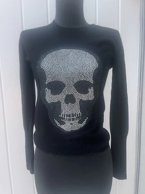 e.vil 100% 黑色羊绒头骨细节毛衣 S 码 — 第 1/4 张图片