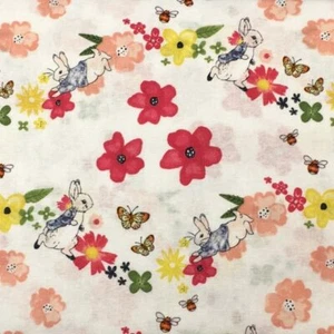 Peter Rabbit™ Large Floral on White 100% Cotton Fat Quarter, Half or Whole Metre - Picture 1 of 1