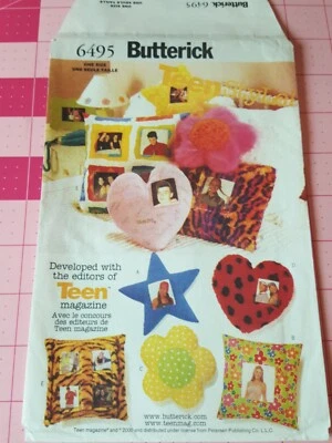 Butterick 6495 TEEN MAGAZINE Pop Inspired Novelty Pillows Photo Pockets UNCUT - Image 1 of 2