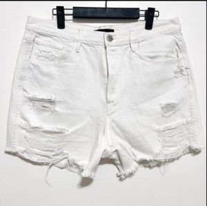 3x1 NYC Blake Denim Cutoffs Sz 32 White High Waist Distressed Raw Hem Button Fly - Picture 1 of 5