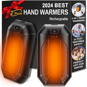 2 Pack Portable Rechargeable Electric Hand Warmers, USB Reusable for Indoor/Outd - Picture 1 of 12
