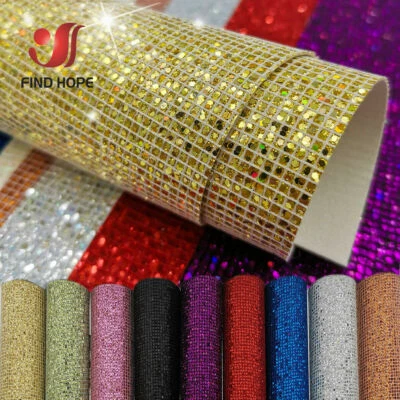 ​A4 Sequin Chunky Glitter Iridescent Faux Leather Fabric Craft Bow Bag DIY Craft - Image 1 of 4