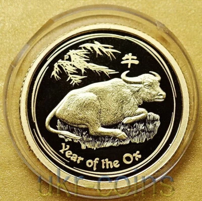 2009 Australia Lunar II Year of the Ox $15 1/10 Oz Gold Proof Coin ULTRA RARE - Image 1 of 4