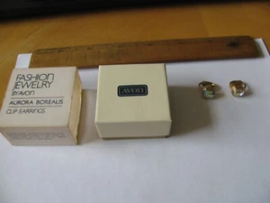 AVON AURORA BOREALIS CLIP EARRINGS BRAND NEW IN BOX LOWEST PRICE ON EBAY - Picture 1 of 6