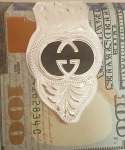 Schöne Münze Geldklammer Handarbeit graviert Alpaka Metall & Resin made Cash-plattiert - Bild 1 von 4