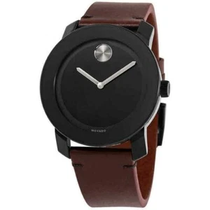 Reloj para hombre Movado Bold 42 mm esfera negra con correa de cuero marrón 3600602 - Imagen 1 de 5