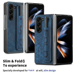 For Samsung Galaxy Fold6 Fold5 Fold4 3 Wrist Strap Leather Pen Slot Case Cover - Picture 1 of 29
