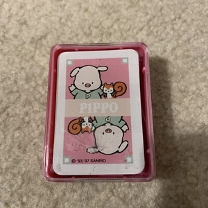 Mazo de cartas coleccionables Sanrio Pippo Pig Japón estuche rosa 1997 raro vintage - Imagen 1 de 12