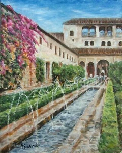 Alhambra Spain Fine Art Limited Edition Giclee Print Painting Landscape Signed - Picture 1 of 3