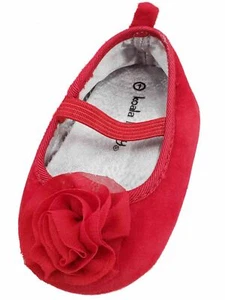 Infant & Toddler Girls Red Flower Ballet Flats Slip-On Shoes - Picture 1 of 1