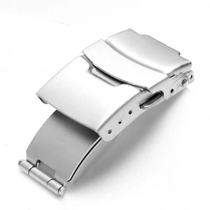 12~24mm Stainless Steel Push Button Steel Bracelet Clasp Watch Buckle Straps - Picture 1 of 12