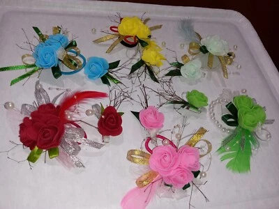 2PcsHandmade Prom,Home Coming Party,Artificial Wrist Corsage and Boutonniere Set - Image 1 of 4