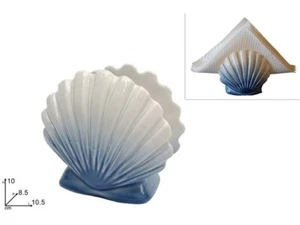 x Portatovaglioli Ceramica Conchiglia Ombre Blu Bianca Tavolo Decorativo dfh - Foto 1 di 1
