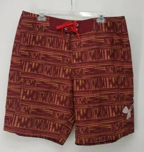 Pantalones cortos de tabla Under Armour Heat Gear sueltos para hombre talla 36 amarillo marrón geométrico en excelente estado - Imagen 1 de 10